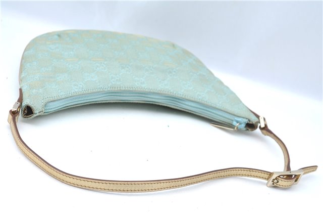 Authentic GUCCI Shoulder Hand Bag GG Canvas Leather 0050813 Light Blue J1260