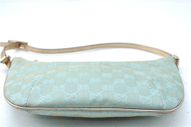 Authentic GUCCI Shoulder Hand Bag GG Canvas Leather 0050813 Light Blue J1260