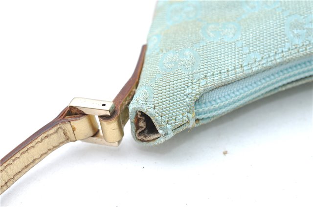Authentic GUCCI Shoulder Hand Bag GG Canvas Leather 0050813 Light Blue J1260