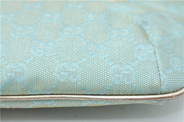 Authentic GUCCI Shoulder Hand Bag GG Canvas Leather 0050813 Light Blue J1260