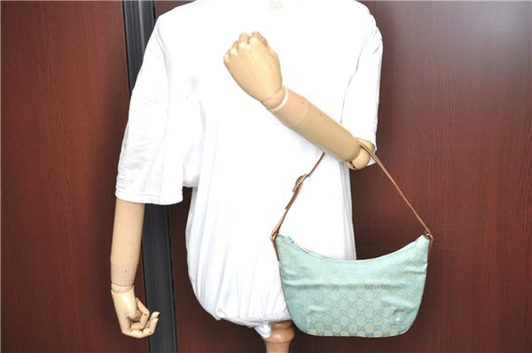 Authentic GUCCI Shoulder Hand Bag GG Canvas Leather 0050813 Light Blue J1260