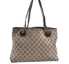 Authentic GUCCI Eclipse Shoulder Tote Bag GG Canvas Leather 120837 Brown J1262