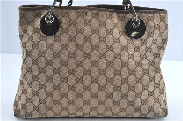 Authentic GUCCI Eclipse Shoulder Tote Bag GG Canvas Leather 120837 Brown J1262