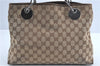 Authentic GUCCI Eclipse Shoulder Tote Bag GG Canvas Leather 120837 Brown J1262