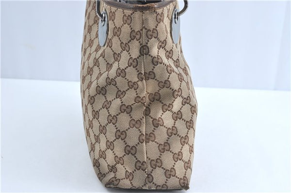 Authentic GUCCI Eclipse Shoulder Tote Bag GG Canvas Leather 120837 Brown J1262
