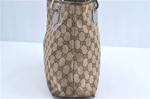 Authentic GUCCI Eclipse Shoulder Tote Bag GG Canvas Leather 120837 Brown J1262