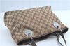 Authentic GUCCI Eclipse Shoulder Tote Bag GG Canvas Leather 120837 Brown J1262
