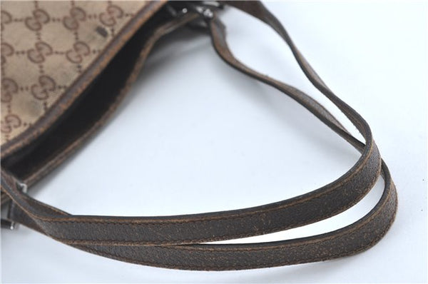 Authentic GUCCI Eclipse Shoulder Tote Bag GG Canvas Leather 120837 Brown J1262