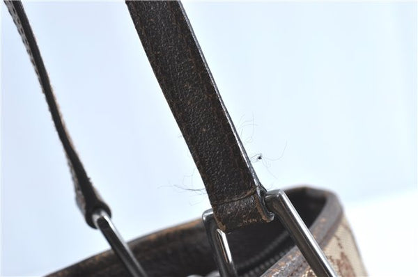 Authentic GUCCI Eclipse Shoulder Tote Bag GG Canvas Leather 120837 Brown J1262