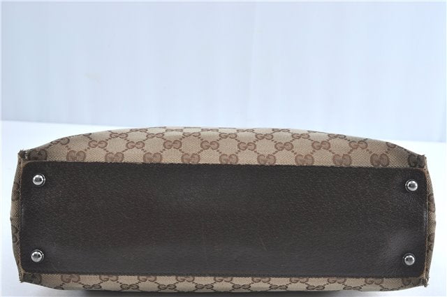 Authentic GUCCI Eclipse Shoulder Tote Bag GG Canvas Leather 120837 Brown J1262