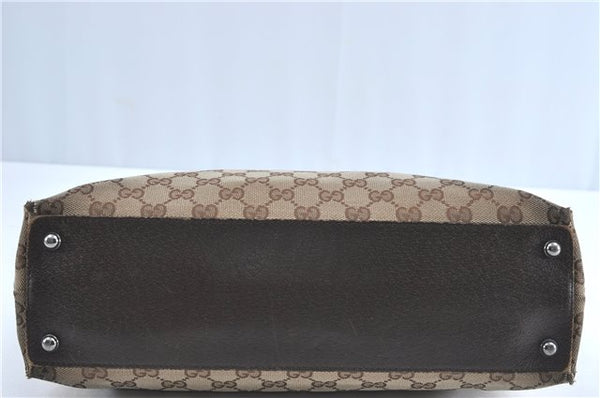 Authentic GUCCI Eclipse Shoulder Tote Bag GG Canvas Leather 120837 Brown J1262