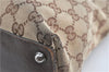 Authentic GUCCI Eclipse Shoulder Tote Bag GG Canvas Leather 120837 Brown J1262