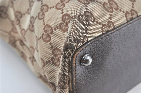 Authentic GUCCI Eclipse Shoulder Tote Bag GG Canvas Leather 120837 Brown J1262