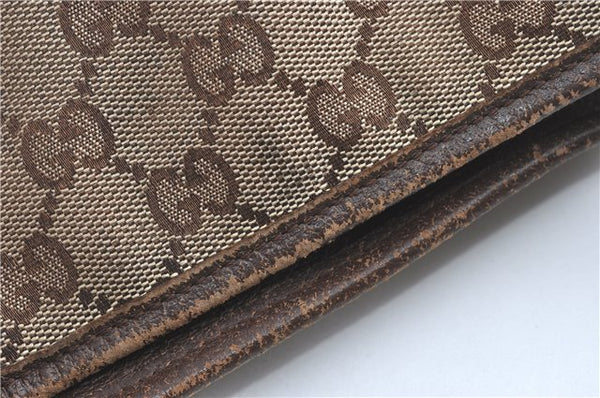 Authentic GUCCI Eclipse Shoulder Tote Bag GG Canvas Leather 120837 Brown J1262