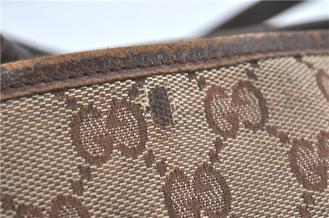 Authentic GUCCI Eclipse Shoulder Tote Bag GG Canvas Leather 120837 Brown J1262