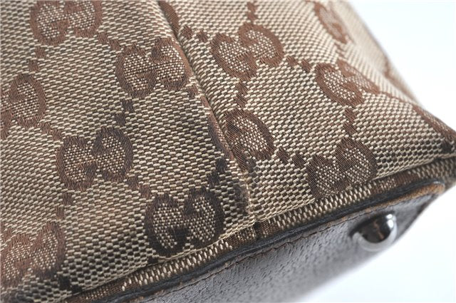 Authentic GUCCI Eclipse Shoulder Tote Bag GG Canvas Leather 120837 Brown J1262