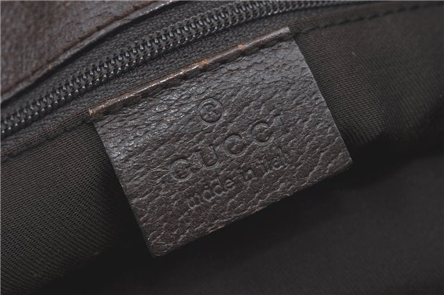 Authentic GUCCI Eclipse Shoulder Tote Bag GG Canvas Leather 120837 Brown J1262