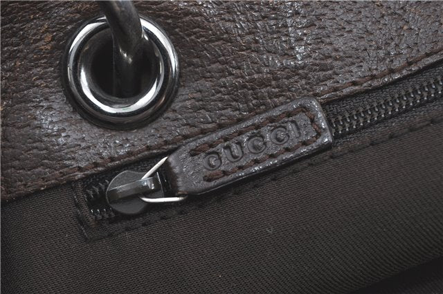 Authentic GUCCI Eclipse Shoulder Tote Bag GG Canvas Leather 120837 Brown J1262