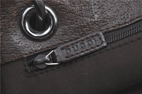 Authentic GUCCI Eclipse Shoulder Tote Bag GG Canvas Leather 120837 Brown J1262