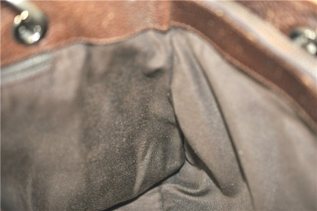 Authentic GUCCI Eclipse Shoulder Tote Bag GG Canvas Leather 120837 Brown J1262