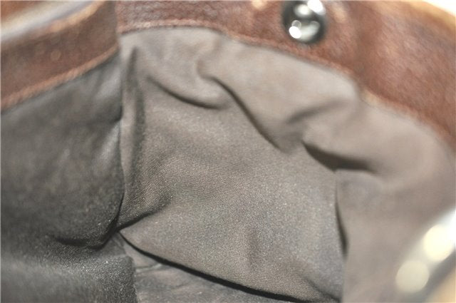 Authentic GUCCI Eclipse Shoulder Tote Bag GG Canvas Leather 120837 Brown J1262