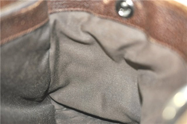 Authentic GUCCI Eclipse Shoulder Tote Bag GG Canvas Leather 120837 Brown J1262