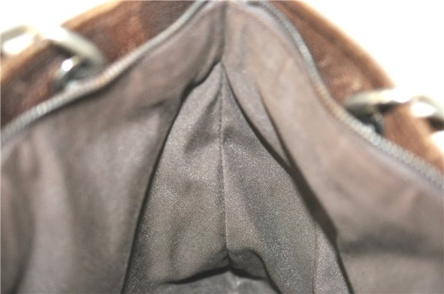 Authentic GUCCI Eclipse Shoulder Tote Bag GG Canvas Leather 120837 Brown J1262