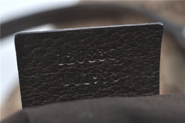 Authentic GUCCI Eclipse Shoulder Tote Bag GG Canvas Leather 120837 Brown J1262