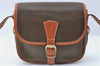 Authentic CELINE Shoulder Cross Body Bag Purse Leather Brown Khaki J1263