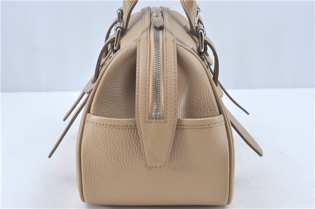 Authentic BURBERRY Vintage Leather Hand Boston Bag Beige J1265