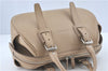 Authentic BURBERRY Vintage Leather Hand Boston Bag Beige J1265