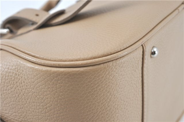 Authentic BURBERRY Vintage Leather Hand Boston Bag Beige J1265