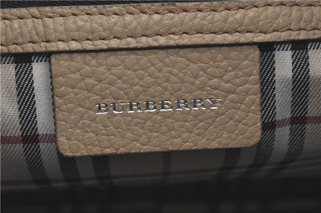 Authentic BURBERRY Vintage Leather Hand Boston Bag Beige J1265