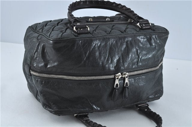 Authentic BALENCIAGA The Matelasse Hand Boston Bag Leather 168031 Black J1269