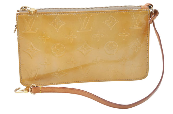 Auth Louis Vuitton Vernis Lexington Hand Bag Pouch Yellow M91058 LV Junk J1270
