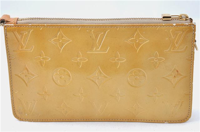 Auth Louis Vuitton Vernis Lexington Hand Bag Pouch Yellow M91058 LV Junk J1270