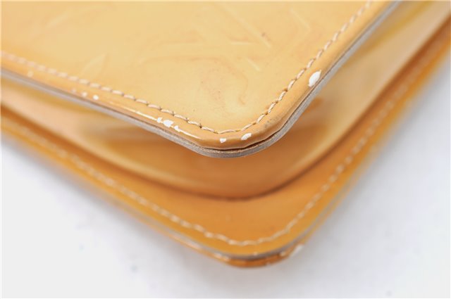 Auth Louis Vuitton Vernis Lexington Hand Bag Pouch Yellow M91058 LV Junk J1270