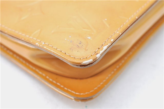 Auth Louis Vuitton Vernis Lexington Hand Bag Pouch Yellow M91058 LV Junk J1270