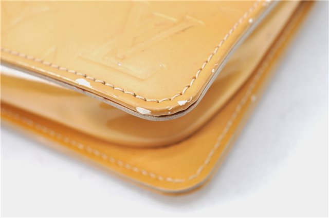 Auth Louis Vuitton Vernis Lexington Hand Bag Pouch Yellow M91058 LV Junk J1270