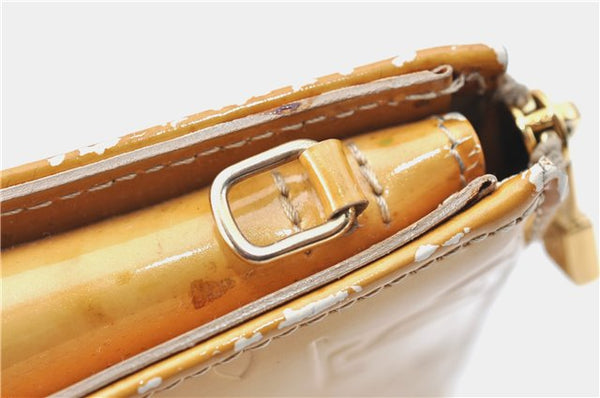 Auth Louis Vuitton Vernis Lexington Hand Bag Pouch Yellow M91058 LV Junk J1270