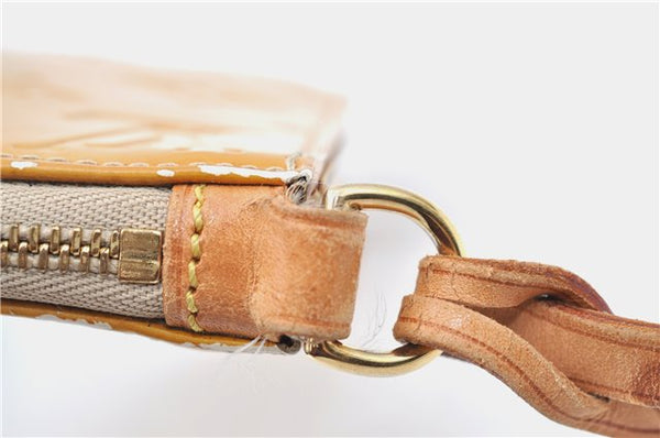 Auth Louis Vuitton Vernis Lexington Hand Bag Pouch Yellow M91058 LV Junk J1270