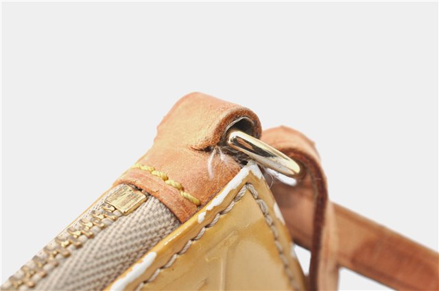 Auth Louis Vuitton Vernis Lexington Hand Bag Pouch Yellow M91058 LV Junk J1270