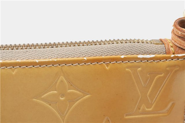 Auth Louis Vuitton Vernis Lexington Hand Bag Pouch Yellow M91058 LV Junk J1270