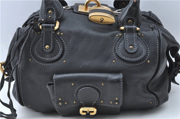 Authentic Chloe Paddington Leather Shoulder Hand Bag Purse Black J1275