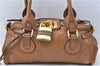 Authentic Chloe Paddington Leather Shoulder Hand Bag Purse Brown J1276