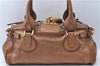 Authentic Chloe Paddington Leather Shoulder Hand Bag Purse Brown J1276