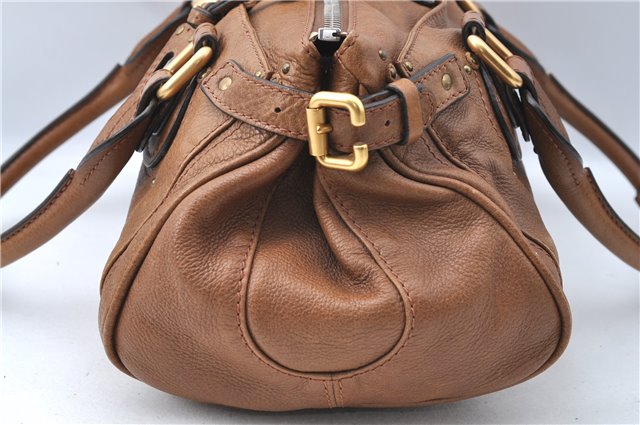 Authentic Chloe Paddington Leather Shoulder Hand Bag Purse Brown J1276