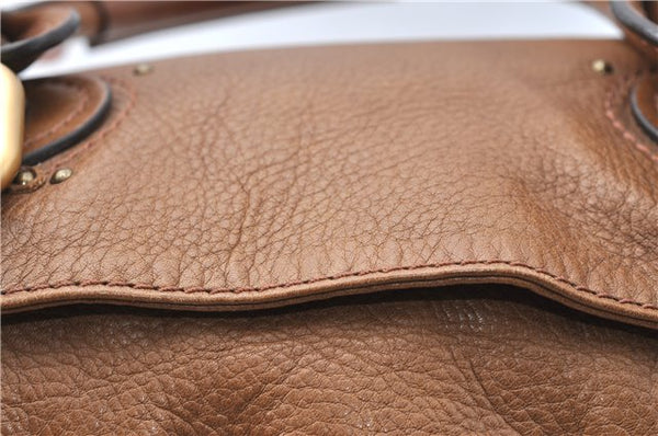 Authentic Chloe Paddington Leather Shoulder Hand Bag Purse Brown J1276