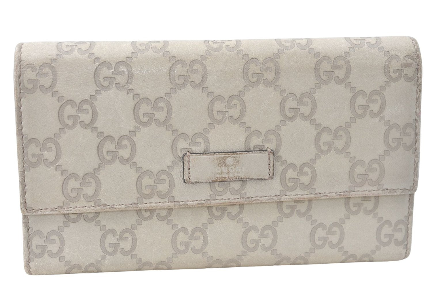 Authentic GUCCI Guccissima Long Wallet Purse GG Leather 190336 White J1278