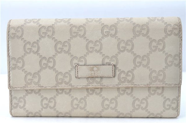 Authentic GUCCI Guccissima Long Wallet Purse GG Leather 190336 White J1278